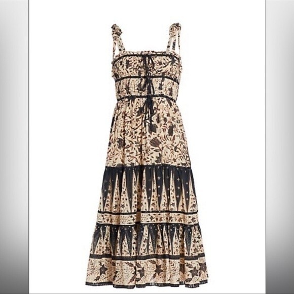 ULLA JOHNSON Indah Tie-Shoulder Printed Midi Dress NWT Sz 8 - Picture 7 of 10